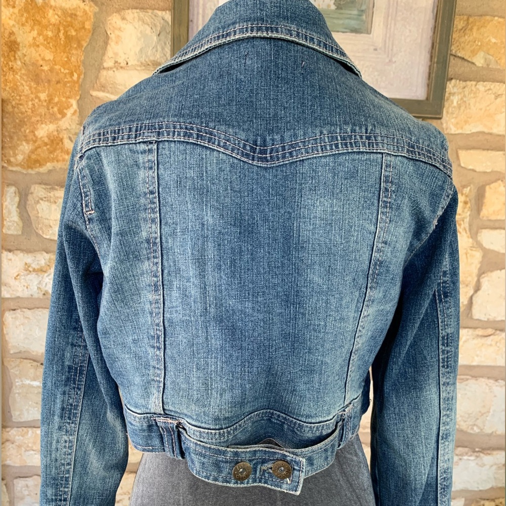 Cropped Front Zip Blue Jean Denim Jacket - Picture 2 of 12
